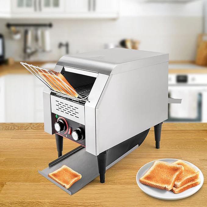 Heavy Duty Conveyor Toaster Oven Electric Bread Oven Industrial Toaster Commercial for Bun Bagel Bread Baked Food with 7 Speed and Front/Back Output Modes (150Slices/H)