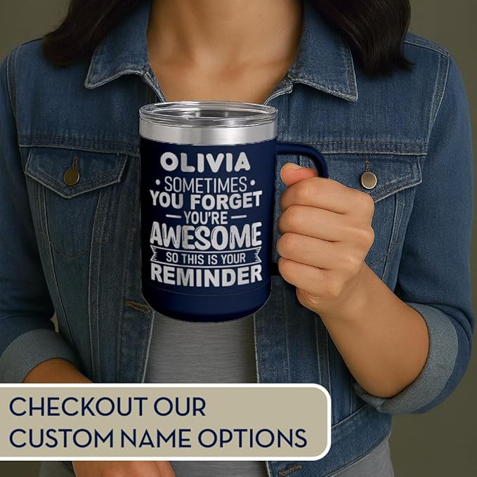 Spotted Dog Company Inspirational Travel Coffee Mug, Inspirational Gifts for Men Dad Father Wife Sister Women, Birthday For Him Her, You?셱e Awesome Tumbler, Teacher Coworker Gifts 15oz Navy Blue