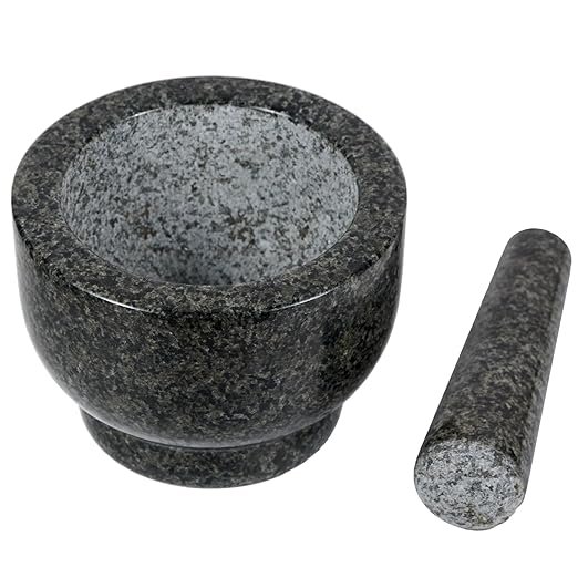 Heavy-Duty Mortar and Pestle Set, 1.5-Cup Granite Material, with Non-Slip Base, 4.72-inch Mexican Grinder, for Grinding Spices and Seeds, Seasoning and Spice Tool (Dark Gray Speckles, 1.5Cup)