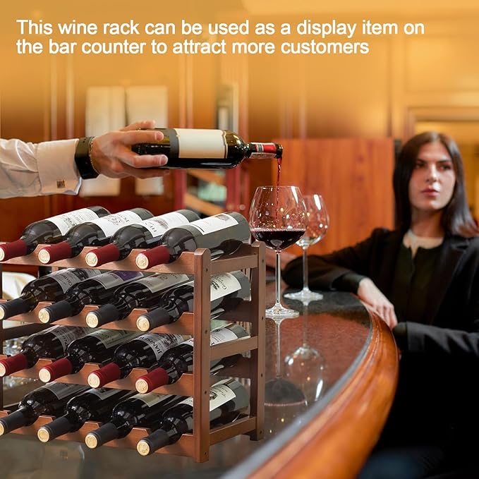 Wine Rack Countertop, 16 Bottle Wine Racks for Wine Bottles Storage Display, 4 Tier Wooden Wine Rack Free Standing Floor Wine Racks Countertop Wine Holder Bottle Rack Wine Storage Cabinet Shelf