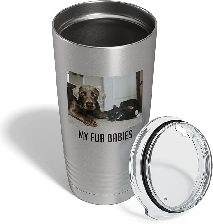 Personalized 20oz (17 Colors) Photo Picture Printed Insulated Stainless Steel Tumbler with Lid ??Customized Mother's Father?셲 Day Gift for Her Him, Custom Coach Gifts Team Mom Dad Regalos (Stainless)