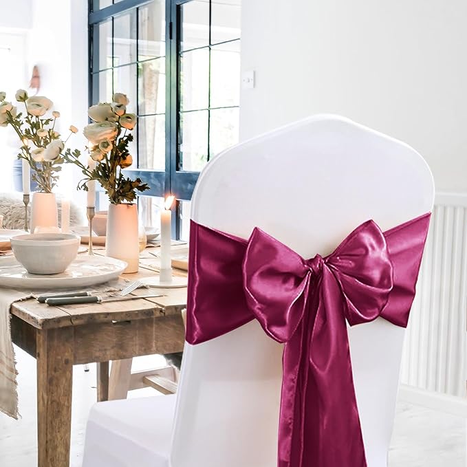 JEVIX 10 Pack Satin Table Runner 12 X 108 Inch Silk Table Runner for Party,Wedding, Birthday, Banquets,Decoration(Burgundy)