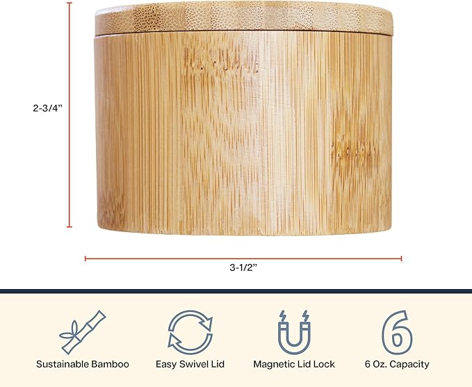 Totally Bamboo Salt Cellar ??Wooden Salt Box with Magnetic Lid for Countertop Storage, 6 oz Capacity
