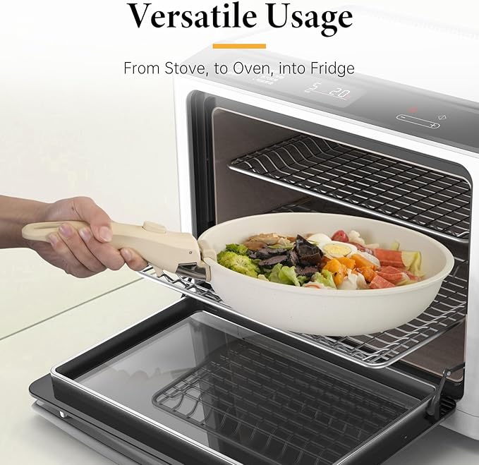 Removable Pot Handle Cream Beige, Universal Pan Handle, Replacement Handle for Pots and Pans, Fits All Cookware, Includes Spatula Rest & Drip Pad竊?Durable & Heat-Resistant