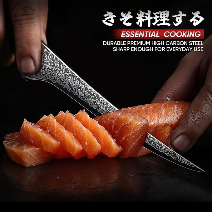 Purple Dragon Fillet Knife 7 Inch, Japanese Boning Meat Cutting Knives Razor-Sharp Meat Trimming Deboning ??Professional Filet Fish Knife with Ergonomic Handle Christmas Gift for Men and Women