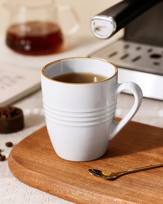 famiware Jupiter Coffee Mugs Set of 4, 14 OZ Coffee Mug, Microwave and Dishwasher Safe, Coffee Cups with Handle for Coffee, Tea, Cocoa, Milk, White