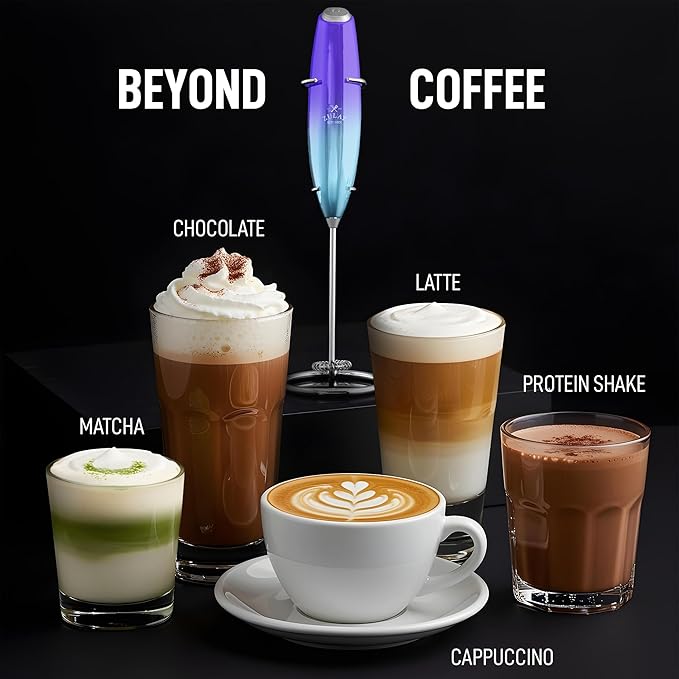 Zulay Kitchen Executive Series Luxury Gift Milk Frother ??Handheld Electric Foam Maker for Coffee, Lattes & Hot Chocolate ??Deluxe Finish, Ideal Gift for Coffee Lovers