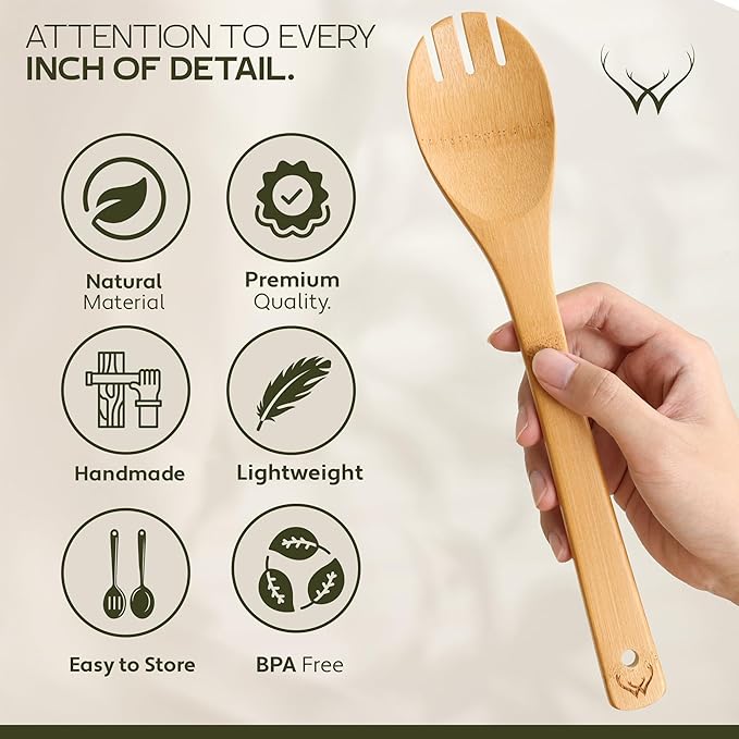 Wooden Spoons for Cooking set of 6 ??Premium Wooden Spoons and Wooden Utensil set for everyday use ??Versatile Cooking utensils set safe for nonstick pans ??Durable wooden spoon kitchen utensils set