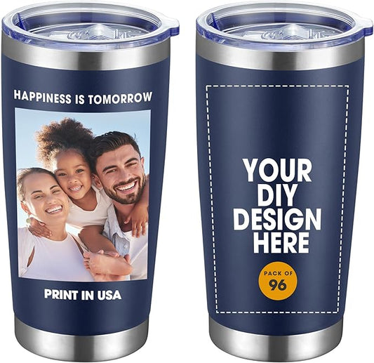 SMLIXE Personalized Coffee Tumbler Print in USA 20oz Stainless Steel Double Wall Insulated Coffee Cup With Text Photo Logo