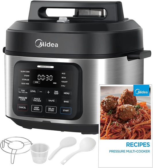 Midea WideMax 12-in-1 Electric Pressure Cooker, 6.5 Quart, 12 Presets, Multi-Functional Programmable Slow Cooker, Rice Cooker, Steamer, Saut챕 Pan, Cake, Yogurt, Warmer and More