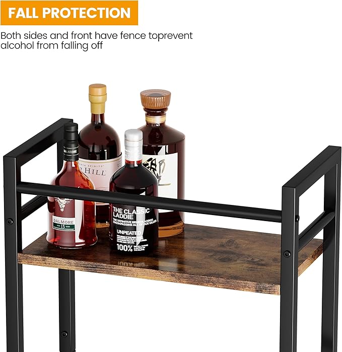 Homeiju 5-Tier Freestanding Wine Rack, 60 Bottles Wine Racks for Wall Mounted, Wines Bottle Holder Display Shelf with Fences, Liquor Storage for Kitchen, Dining Room, Bar (Rustic Brown)