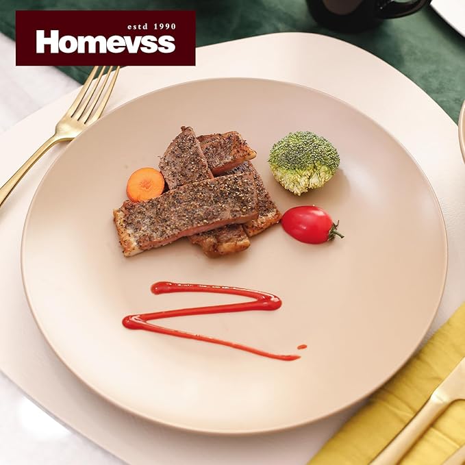 Stoneware Two-Tone Colors Life 12pc Dinner Set竊?Outside Shiny Black + Inside Matte Glaze Warm Beige