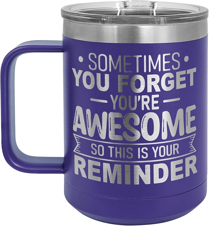 Spotted Dog Company Inspirational Travel Coffee Mug, Inspirational Gifts for Men Dad Father Wife Sister Women, Birthday For Him Her, You?셱e Awesome Tumbler, Teacher Coworker Gifts 15oz Purple