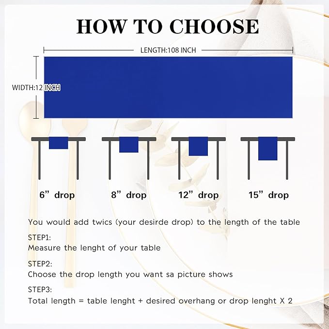 Yblut 10 Pack Satin Table Runner 12 x 108 Inch Long Royal Blue Silk Table Runner for Wedding Party Banquet Birthday Decoration
