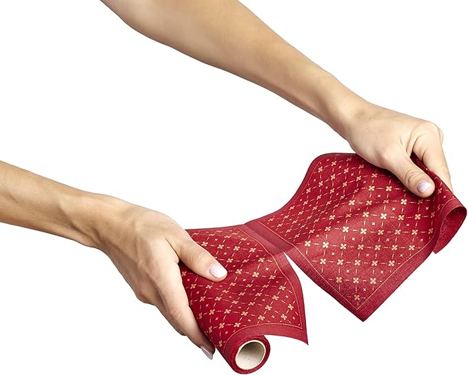 MY DRAP Placemats 48 x 32 cm / 19" x 12.5" - (6 Per Roll, Cotton Red Lux Xmas)