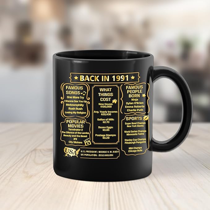 QUPT 35th Birthday Gifts for Women Men, 35th Birthday Gifts for Him, 1991 Birthday Gifts for Women Men, 35 Years Old Gifts, 1991 Birthday Gifts for Her Him, 35th Birthday Presents Coffee Mug
