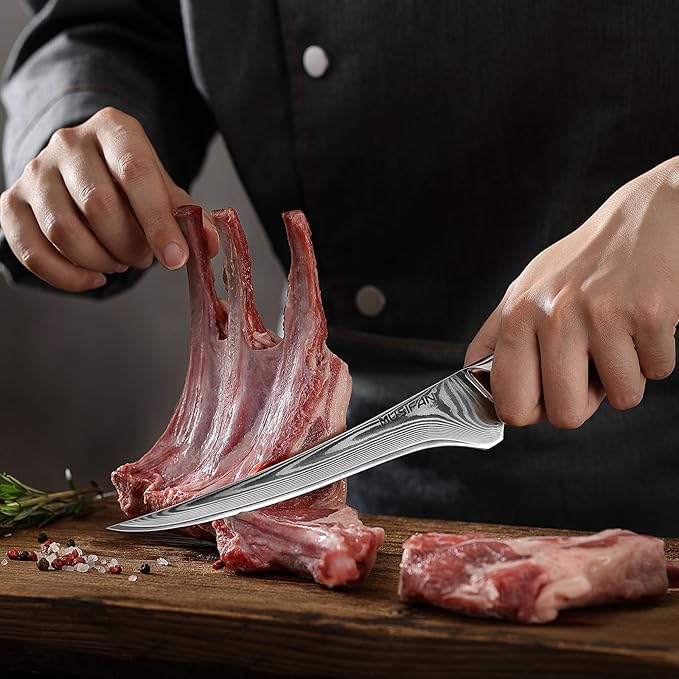 Fillet Knife 7 Inch, Precision Boning Knife for Efficient Meat Cutting and Boning竊?Boning Knife in high Carbon Steel