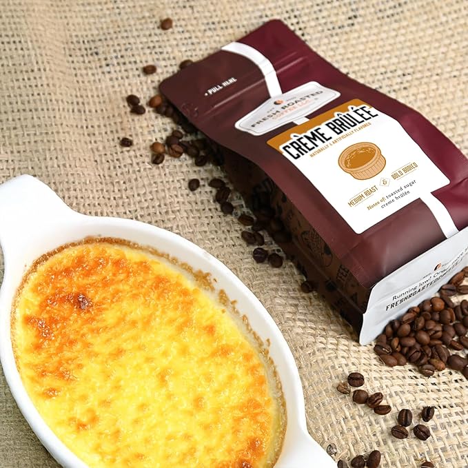 Fresh Roasted Coffee, Cr챔me Br청l챕e Flavored Coffee, 12 oz, Medium Roast, Kosher, Ground