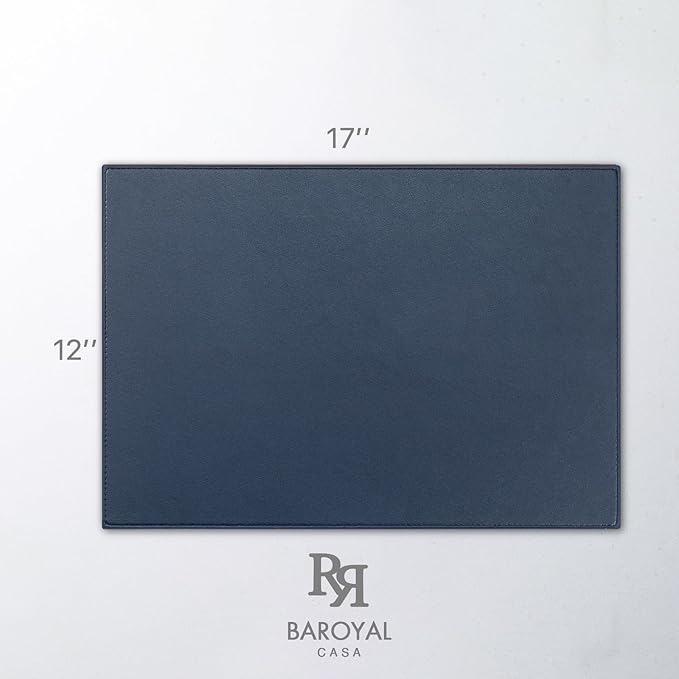 Baroyal Faux Leather Placemats Set of 8 Vinyl Washable Wipeable Table Mats for Kitchen Dining Table Heat Resistant Waterproof Modern Indoor/Outdoor Placemats Non-Slip Easy Clean Place Mats (Navy Blue)