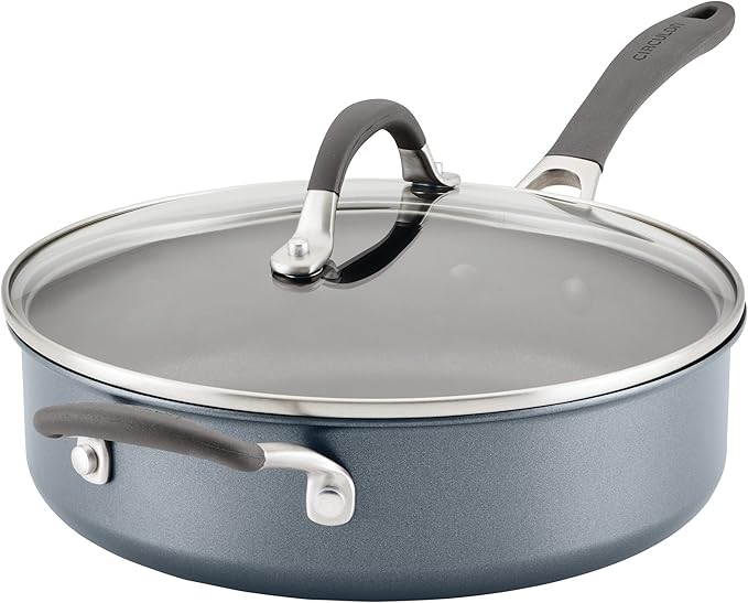 Circulon A1 Series with ScratchDefense Technology Nonstick Induction Saut챕 Pan with Helper Handle and Lid, 5 Quart, Graphite