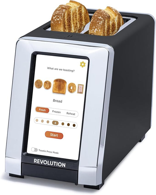 Revolution R180 Connect Touchscreen Smart Toaster with High-Speed InstaGLO Technology ??Choose from 6 Bread Types, 7 Browning Levels, & Toastie Press Mode (Black, 2-Slice)