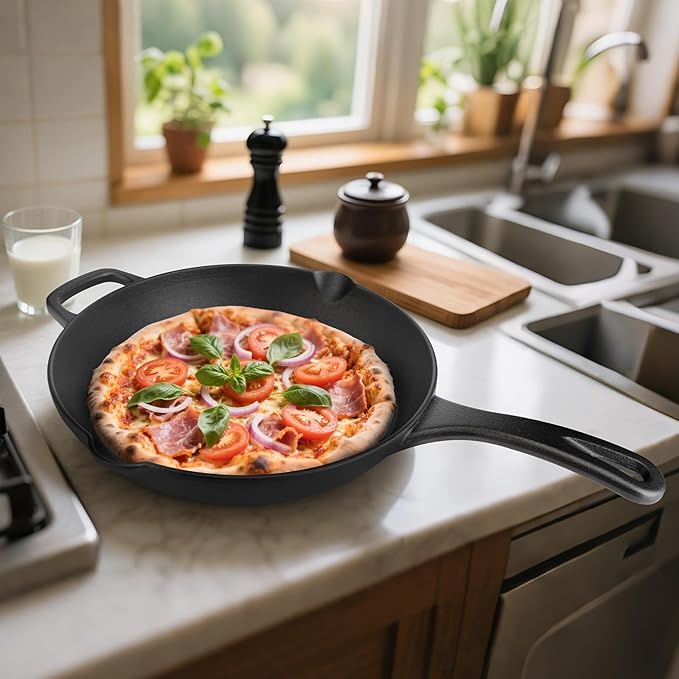 12 Inch Cast Iron Skillet ??Large Pre-Seasoned Frying Pan, Ideal for Christmas Holiday Dinner, Family-Size Oven Safe Cookware