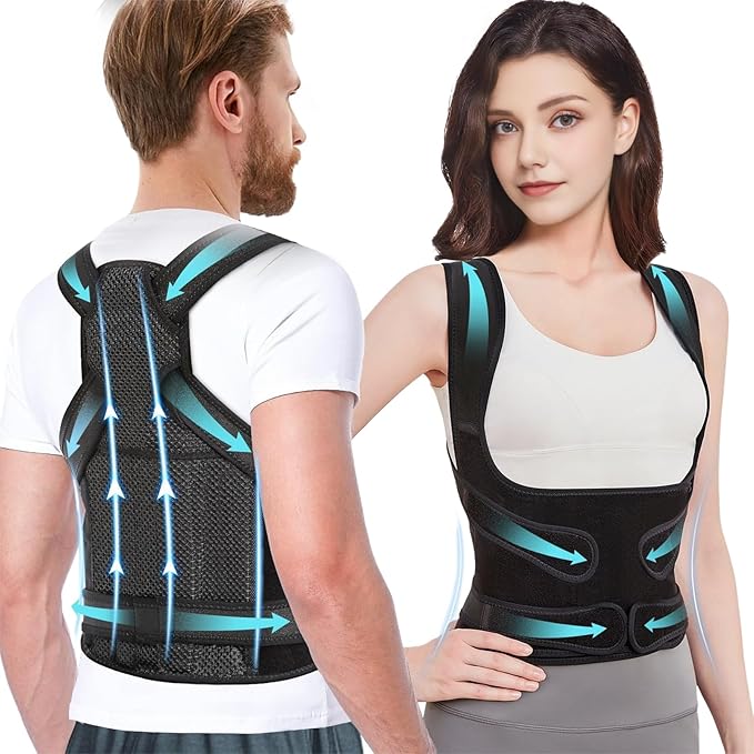 Back Brace Posture Corrector for Women & Men, Adjustable Shoulder Straightener with Full Back Support, Relief for Lower & Upper Back Pain, Hunchback & Scoliosis (Black, Small)