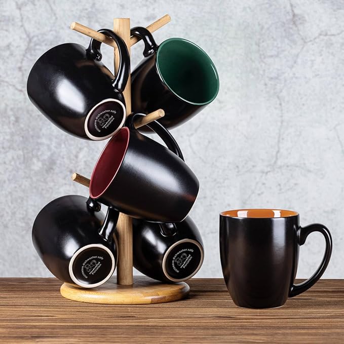 GBhome 16oz Coffee Mugs Set of 6,Ceramic Coffee Mugs for Man, Woman,Restaurant Modern Coffee Mugs Set with handle for Tea/Latte/Cappuccino/Milk/Cocoa. Dishwasher&Microwave Safe,Multi-Color,6 Pack