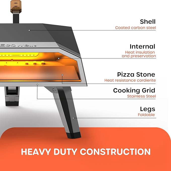 Outdoor Wood Pellet Pizza Oven ??12" Woodfire Pizza Stone Oven, Wood Fired Pizza Maker, Portable for Backyard Party, with Pizza Stone, Pizza Peel, Pizza Cutter, Infrared Thermometer