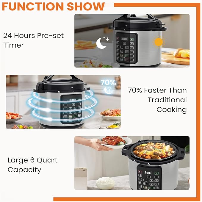 9-in-1 Electric Pressure Cooker ??Multi-Functional Cooker with Slow Cook, Rice Cook, Sauté, Warmer & Sterilizer Functions (Big)