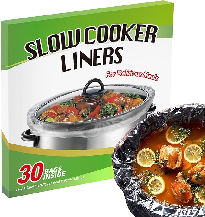 ECOOPTS Slow Cooker Liners (30 Liners), 14" 횞 22" Pot Liners Fit 6-10 Quarts, Disposable Cooking Bags Suitable for Oval & Round Pot, BPA Free (14" 횞 22")