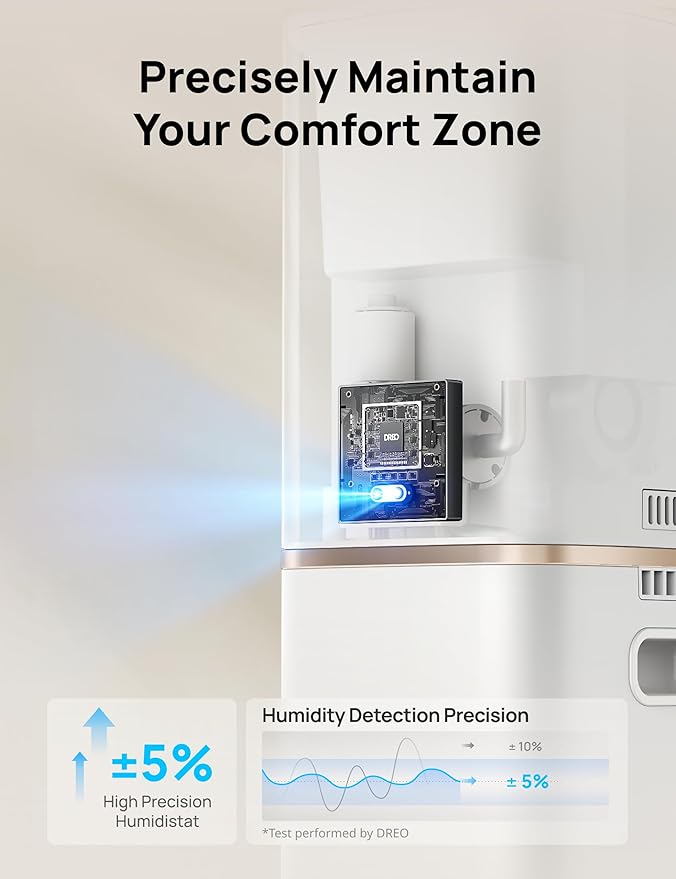 Dreo HM735S 11L Smart Humidifier Large Room 700 ft짼, 100H Cool Mist Air Humidifiers for Bedroom, Top-Fill Self-Cleaning Tank, 26dB, Auto Mode, Aroma Box, RGB Light, Remote & APP Control, Baby, White