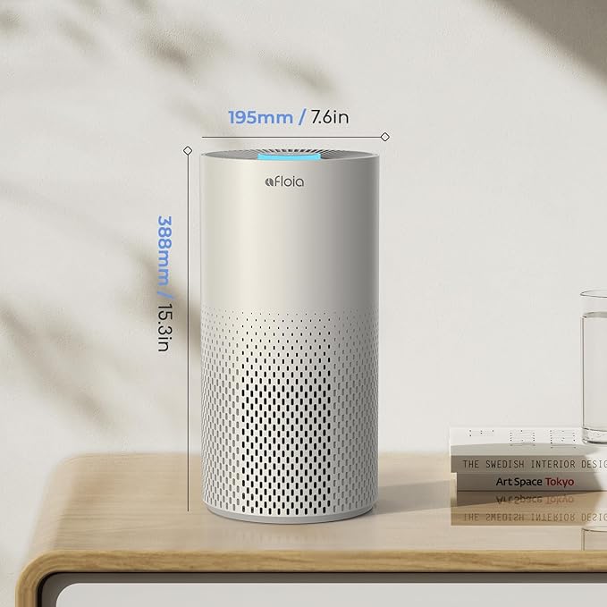 Afloia Air Purifier for Home Bedroom Large Room Up to 1076 Ft짼, 3-Stage Filter Air Purifiers for Bedroom, Remove Dander Pets Hair Pollen Mold Smoke, 7 Colors Light, Kilo Grey