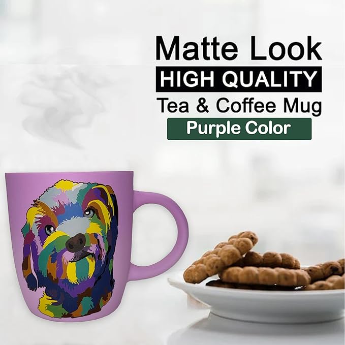 Soft Touch Shih-Tzu Purple Mug - 18 Oz Coffee Mug with Beautiful Box - Tea Ceramic Travel Mug for Adults - Unique Coffee Cup - Best Shih Tzu Gifts for Dog Lovers