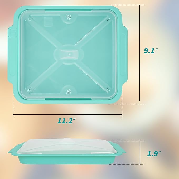 MMUGOOLER 2 Pack Microwave Easy Bacon Maker/Cooker with Lid, Safety, Quick and with No Mess, 11.3??L x 9.0" W x 2.4" H- Blue
