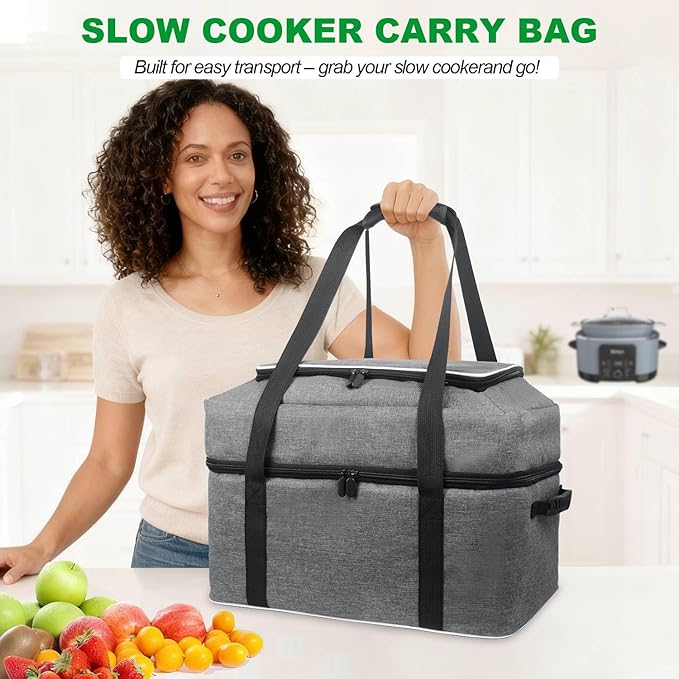 Carrying Bag for Ninja MC1010/MC1001 Foodi PossibleCooker Slow Cooker 8.5QT, 2 Layer Insulated Slow Cooker Travel Carrier Bag, Thick Padded for Protection, Accessories for Ninja Crockpot
