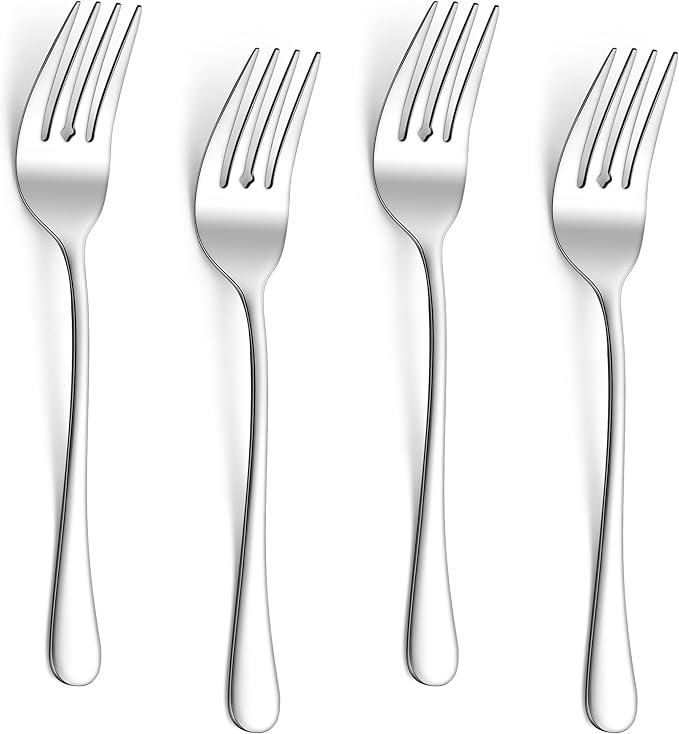E-far Large Serving Forks Set of 4, 9.9 Inch Stainless Steel Serving Utensils Set, Big Buffet Forks for Party Catering Wedding Kitchen Restaurant, Dishwasher Safe