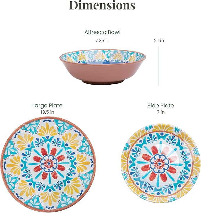 Larder & Vine 12-Piece Melamine Dinnerware Set: Durable, Lightweight, Break-Resistant Plates & Bowls ??Stylish, Non-Toxic, Dishwasher Safe ??Ideal for Everyday Use, Indoor & Outdoor Dining ??Southwest