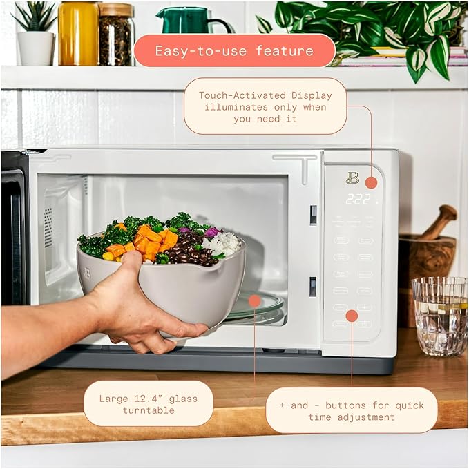 Beautiful 1.1 Cu Ft 1000W Sensor Microwave Oven ??Compact Countertop with Smart Sensor Cooking, 10 Power Levels & Easy Clean Interior ??Perfect for Quick Meals, Office & Holiday Hosting