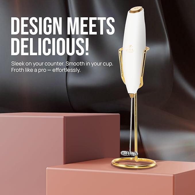 Zulay Kitchen Executive Series Luxury Gift Milk Frother with 4 Duracell Batteries ??Handheld Electric Foam Maker for Coffee, Lattes & Hot Chocolate ??Deluxe Finish, Ultimate Gift for Coffee Lovers