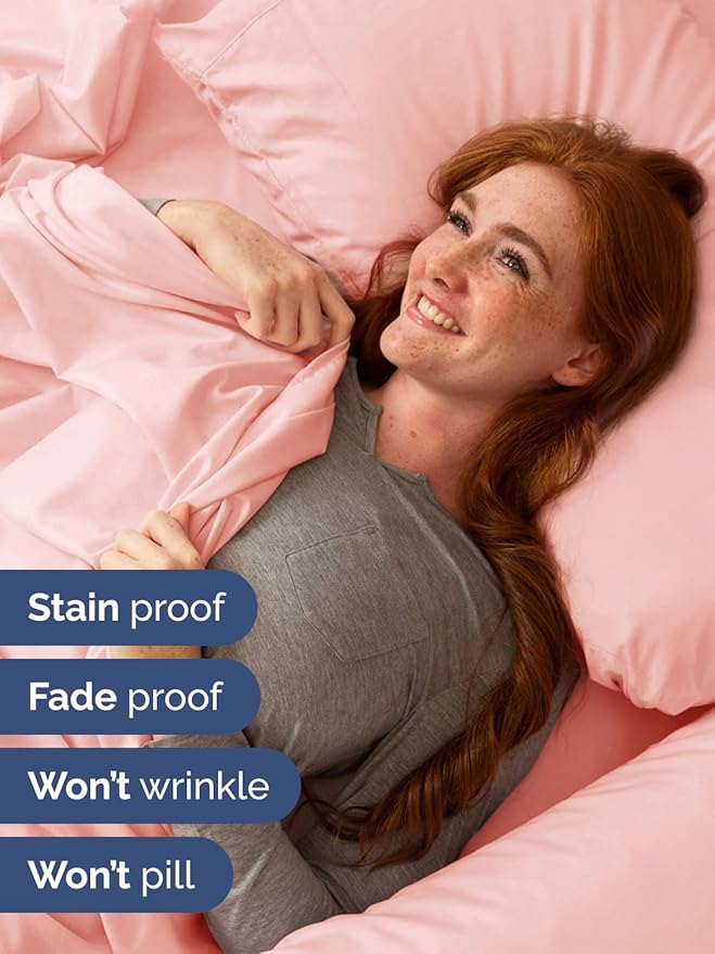 Extra Deep Pocket Twin XL Sheets - 3 Piece Breathable & Cooling Bed Sheets - Hotel Luxury Bed Sheet Set - Soft, Wrinkle Free & Comfy - Easily Fits Extra Deep Mattresses - Deep Pocket Baby Pink Sheets