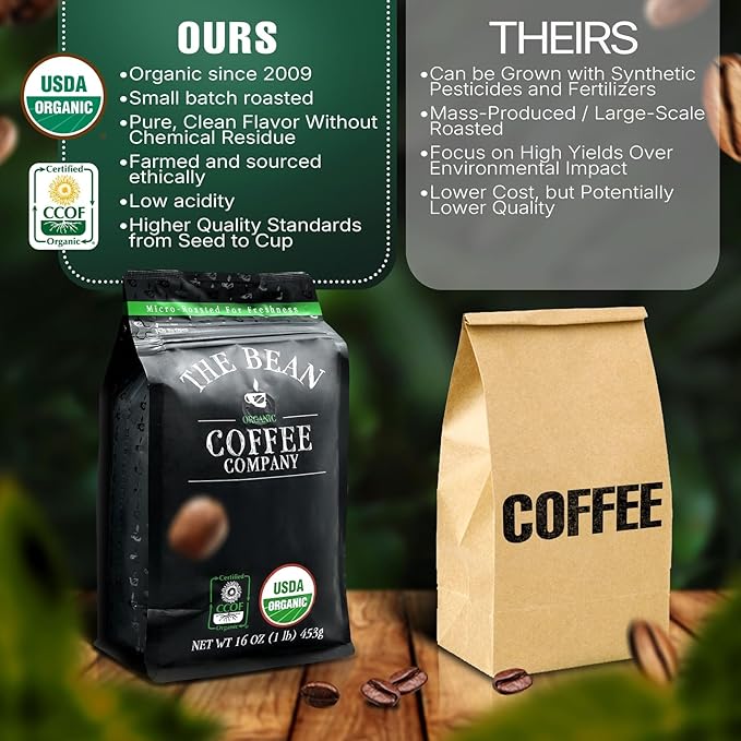 The Bean Organic Coffee Company South America, Medium Roast, Whole Bean Coffee, 16-Ounce Bag