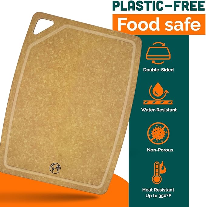 Earth?셲 Dreams Wood Cutting Board Set 3-Piece: Small, Large & Extra Large - Charcuterie Board, Non-Plastic, Non-Toxic, Heavy-Duty, Dishwasher Safe (Tan/Juice)