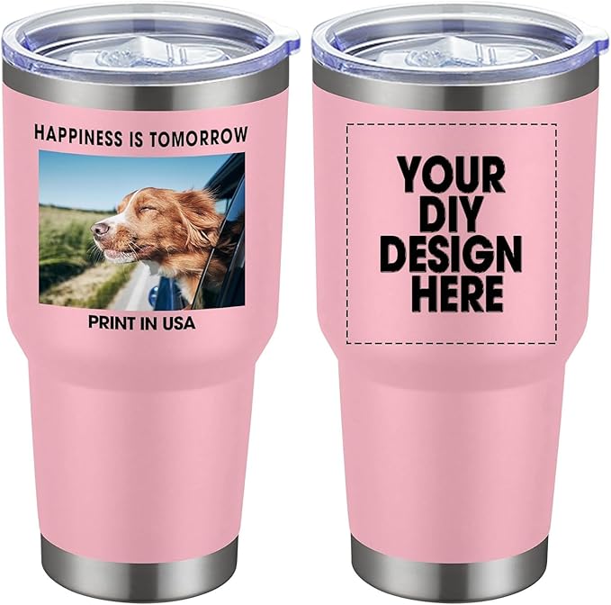 SMLIXE Personalized Coffee Tumbler Print in USA 30oz Stainless Steel Double Wall Insulated Coffee Cup With Text Photo Logo
