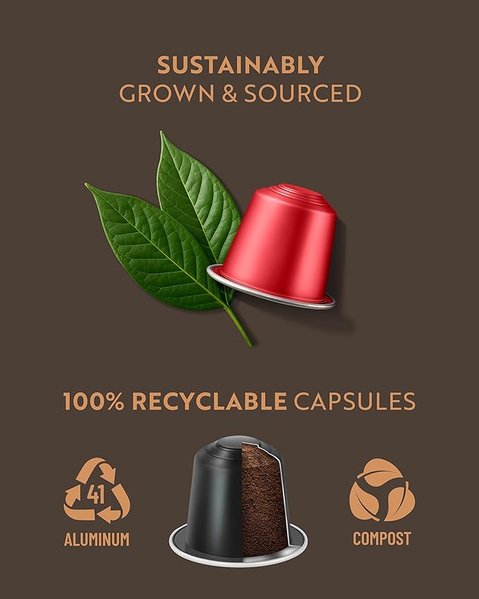 ROSSO CAFF횊 Espresso Coffee Pods for Nespresso Original Machines - 80 Capsules Dark Roast Intense Pack, 4 Strong and Robust Flavors - Made in Italy