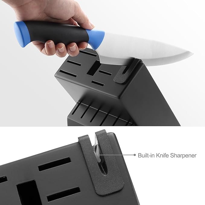 McCook짰 Knife Sets, German Stainless Steel Kitchen Knife Block Sets with Built-in Sharpener