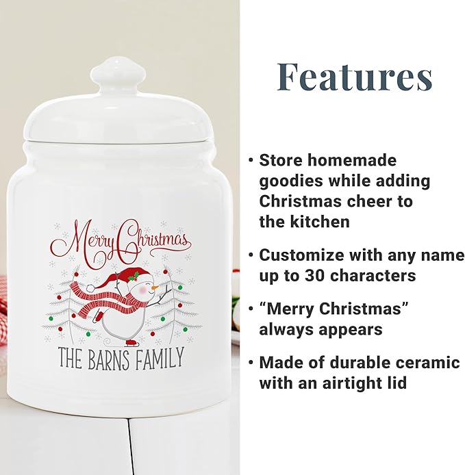 Let's Make Memories Personalized Christmas Joy Family Cookie Jar - For Her- Kitchen Christmas D챕cor