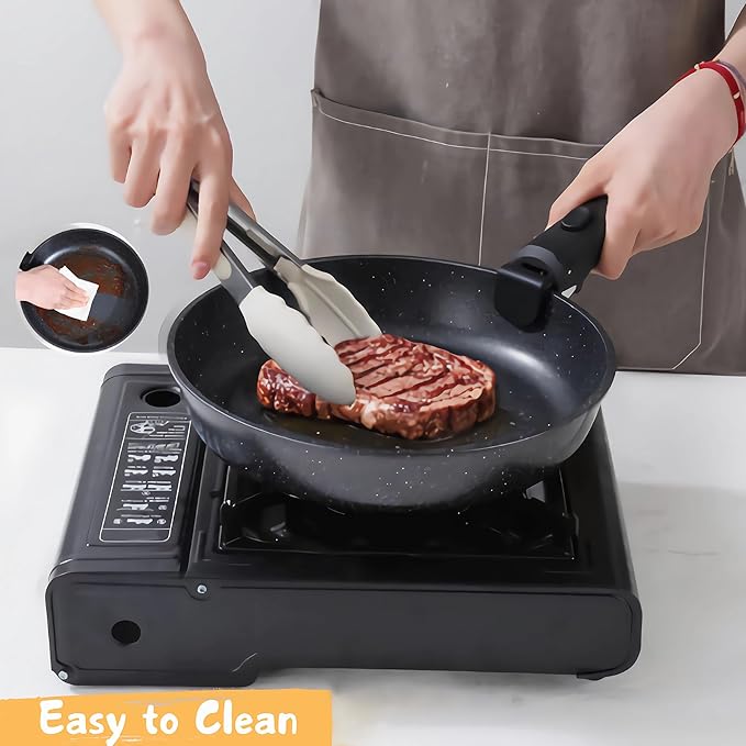 Frying Pan Set with Lid Nonstick Kitchen Cooking Pans 10??Skillets Pots and Pans Set with Detachable Handle Spatula Ladle Tong Induction Cookware Black 3.3QT and 10" Frying Pan Skillet