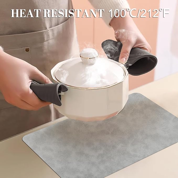 BLESWIN Faux Leather Placemats, PU Dining Table, Waterproof and Oil Resistant Easy to Clean, Heat Resistant Reversible Use Table Mats for Kitchen, Dining Table, Outdoor ??12 횞 17 Inch, Light Grey&Blue