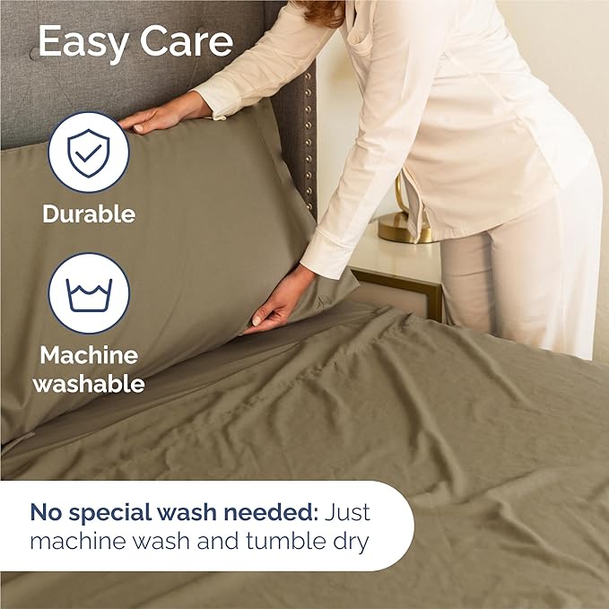 Twin XL 4 Piece Sheet Set - Cooling & Breathable Bed Sheets - Hotel Luxury Bed Sheets for Women, Men, Kids & Teens - Bedding with Deep Pockets & Easy Fit - Soft and Wrinkle Free - Twin XL Khaki Sheets